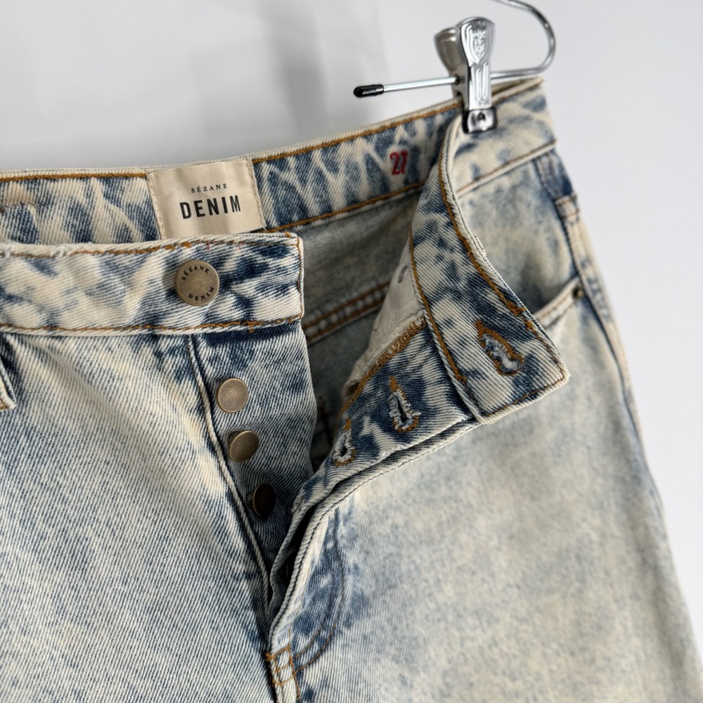 Sezane Jeans Womens Size 27 Acid Wash Cotton Denim Button Fly 26.5in Inseam - Picture 4 of 12